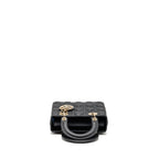 DIOR SMALL LADY DIOR BAG GRAINED CANNAGE CALFSKIN BLACK LGHW
