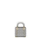 DIOR MINI LADY DIOR LAMBSKIN GREY LGHW