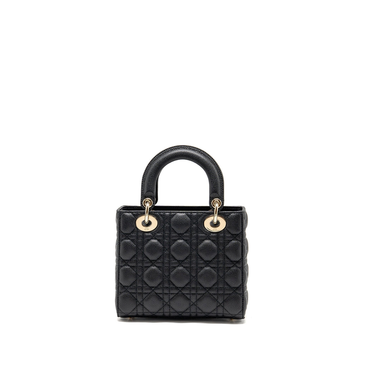 DIOR SMALL LADY DIOR BAG GRAINED CANNAGE CALFSKIN BLACK LGHW