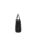 DIOR SMALL LADY DIOR BAG GRAINED CANNAGE CALFSKIN BLACK LGHW
