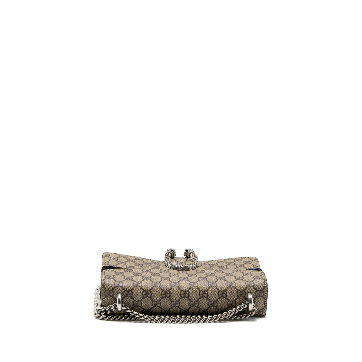 GUCCI DIONYSUS SHOULDER BAG GG SUPREME CANVAS BLACK/BROWN RUTHENIUM SILVER HARDWARE