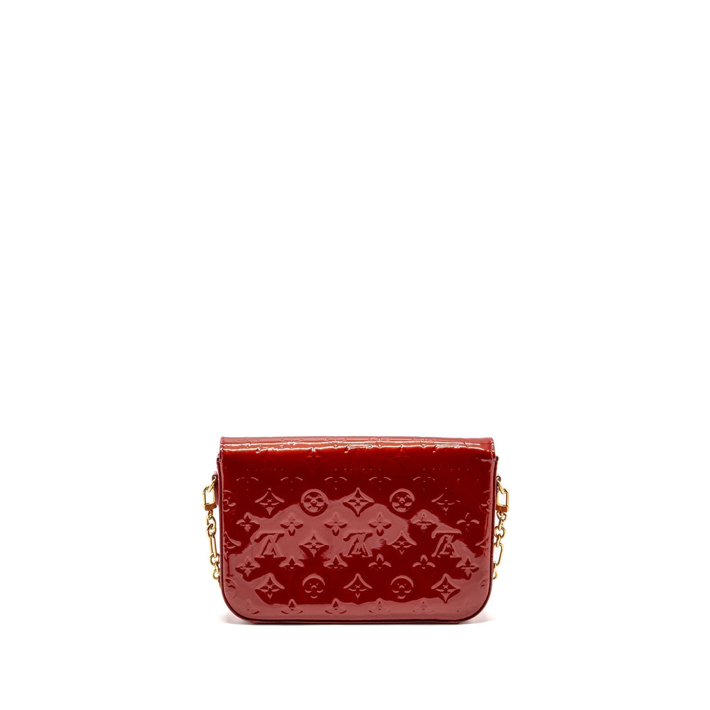 LOUIS VUITTON FLAP SHOULDER EVENING BAG PATENT LEATHER RED GHW
