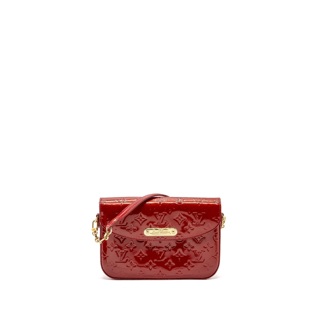 LOUIS VUITTON FLAP SHOULDER EVENING BAG PATENT LEATHER RED GHW