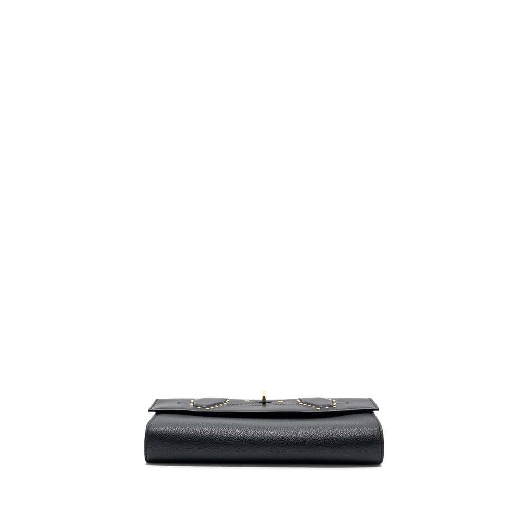 LOUIS VUITTON FLAP SHOULDER BAG CALFSKIN BLACK GHW