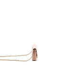 CHANEL ENAMEL LOGO QUILTED WALLET ON CHAIN CAVIAR LIGHT PINK LGHW