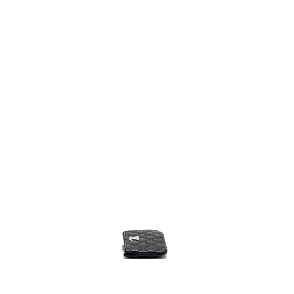 CHANEL COCO CHANEL ON CC LOGO MINI OCASE ZIP POUCH CAVIAR BLACK SHW (MICROCHIP)