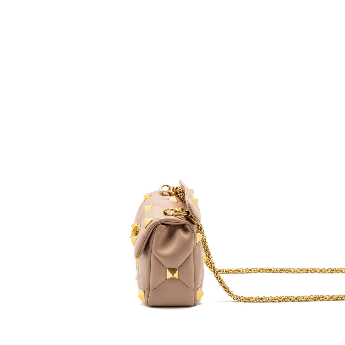 VALENTINO MEDIUM ROMAN STUD SHOULDER BAG NAPPA POUDRE GHW