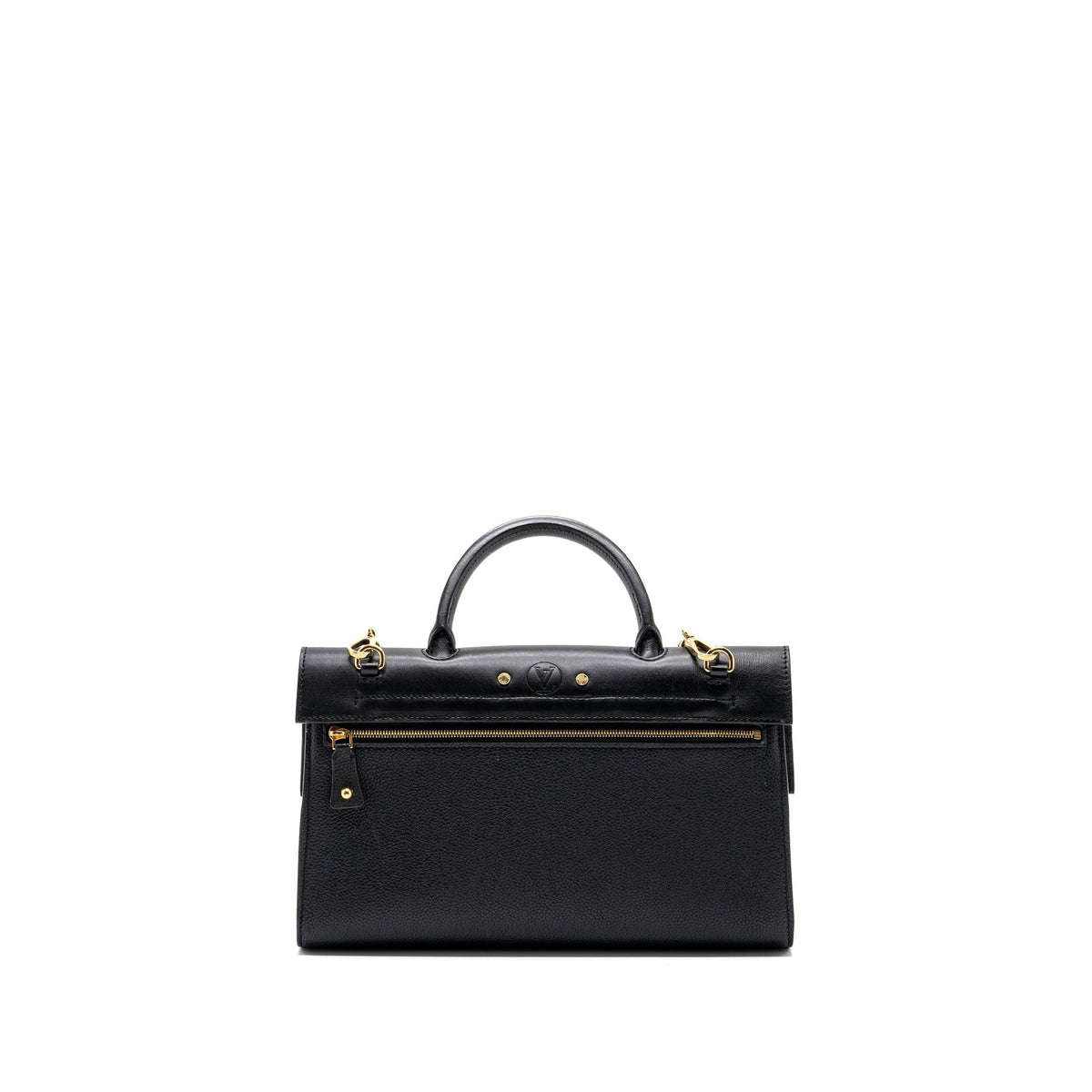 LOUIS VUITTON FLAP SHOULDER BAG CALFSKIN BLACK GHW