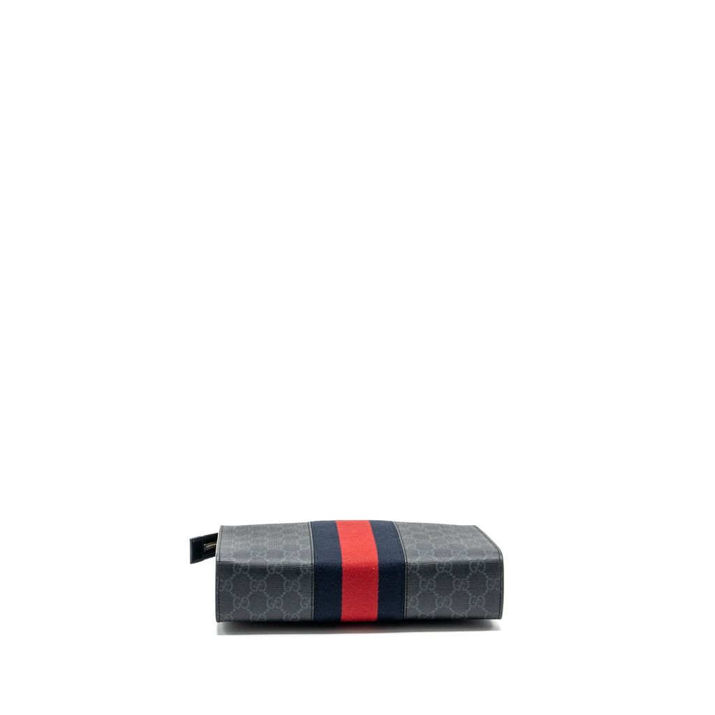 GUCCI GG SUPREME CANVAS / LEATHER ZIP CLUTCH BLACK/ MULTICOLOUR SHW
