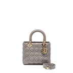 DIOR MEDIUM LADY DIOR LAMBSKIN GREY LGHW