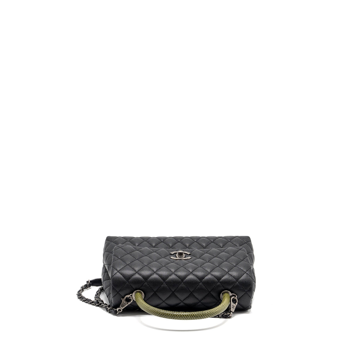 CHANEL MEDIUM COCO HANDLE CAVIAR / LIZARD HANDLE BLACK RUTHENIUM HARDWARE