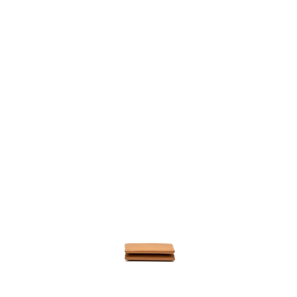 Hermes Calvi duo card holder epsom gold SHW
