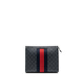 GUCCI GG SUPREME CANVAS / LEATHER ZIP CLUTCH BLACK/ MULTICOLOUR SHW