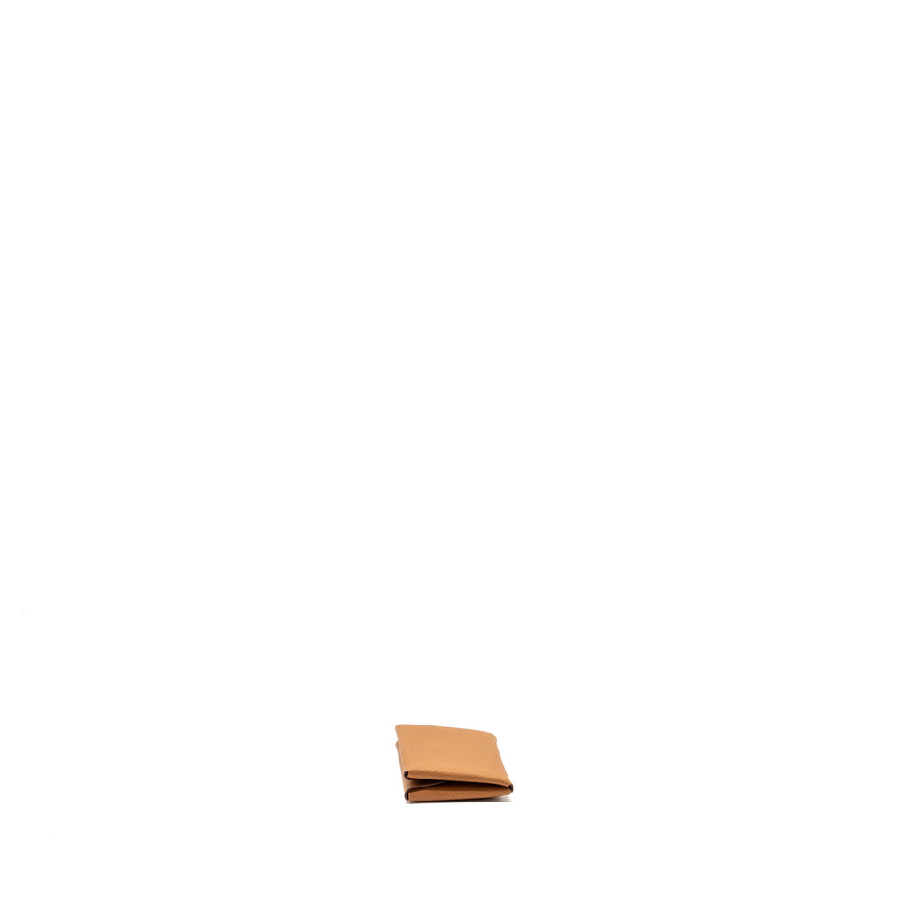 Hermes Calvi duo card holder epsom gold SHW