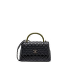 CHANEL MEDIUM COCO HANDLE CAVIAR / LIZARD HANDLE BLACK RUTHENIUM HARDWARE
