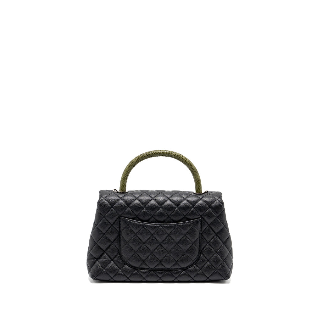 CHANEL MEDIUM COCO HANDLE CAVIAR / LIZARD HANDLE BLACK RUTHENIUM HARDWARE