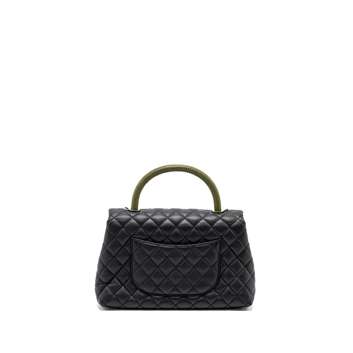 CHANEL MEDIUM COCO HANDLE CAVIAR / LIZARD HANDLE BLACK RUTHENIUM HARDWARE