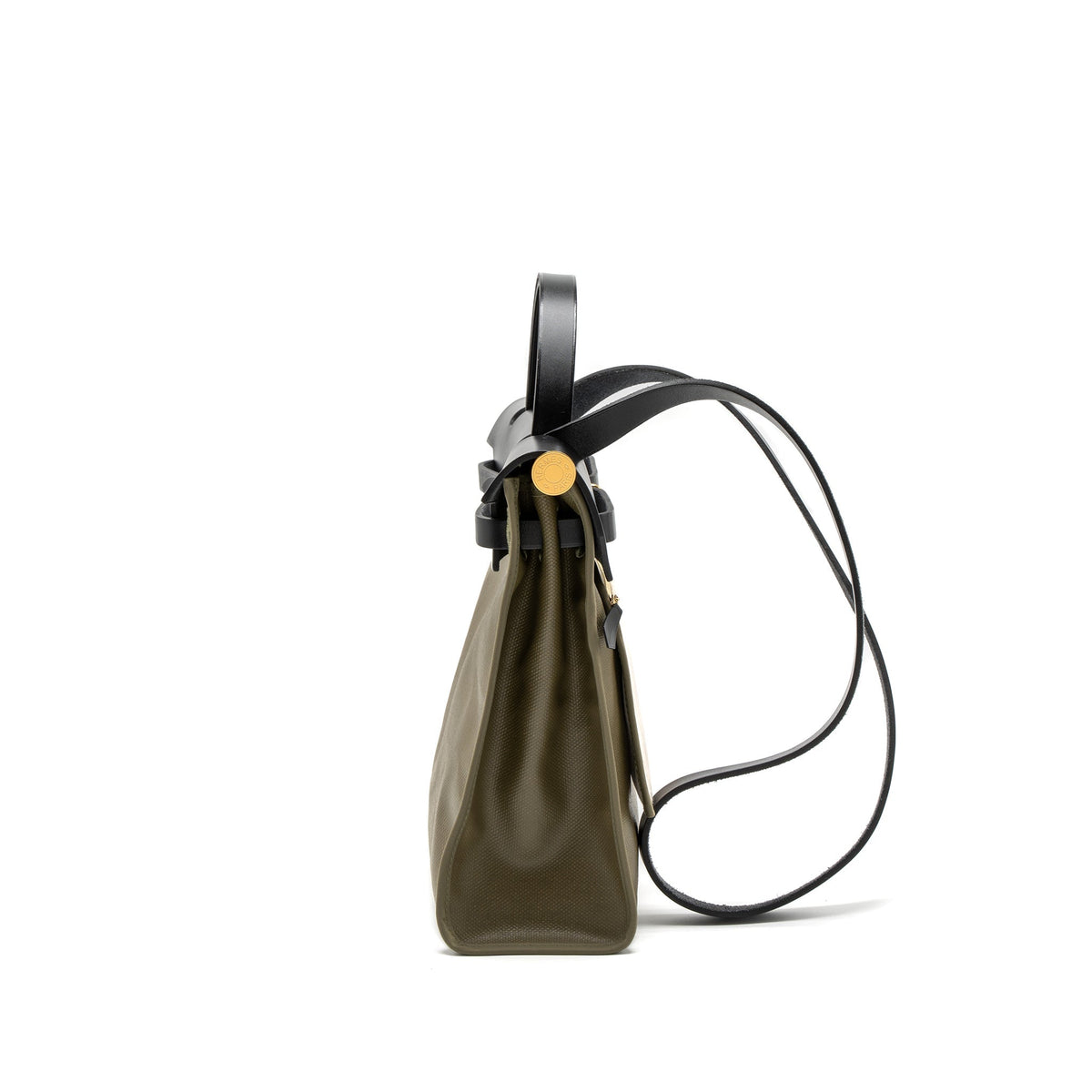 HERMES HERBAG 31 ZIP BAG TOLIE H BERLINE CANVAS/VACHE HUNTER LICHEN/ECRU-BEIGE/BLACK GHW
