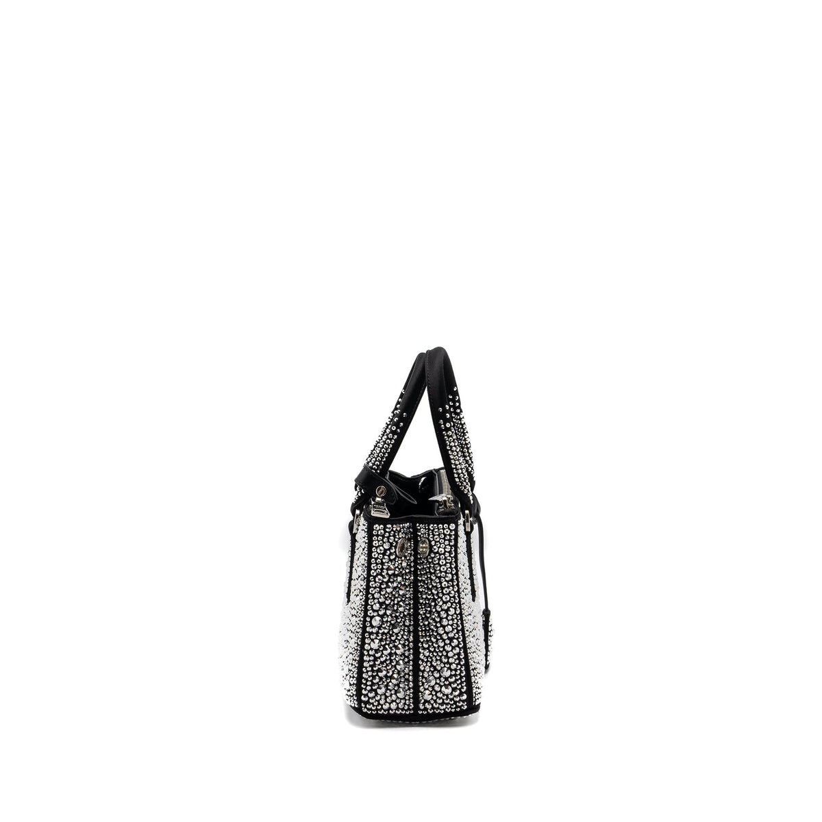 PRADA GALLERIA SATIN MINI BAG WITH CRYSTAL BLACK SHW