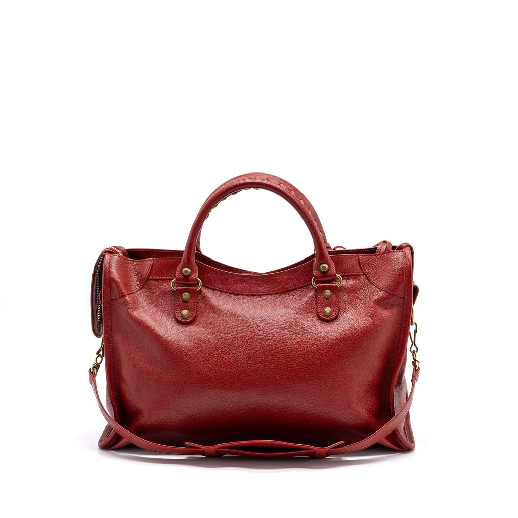 BALENCIAGA CITY BAG LEATHER RED LGHW