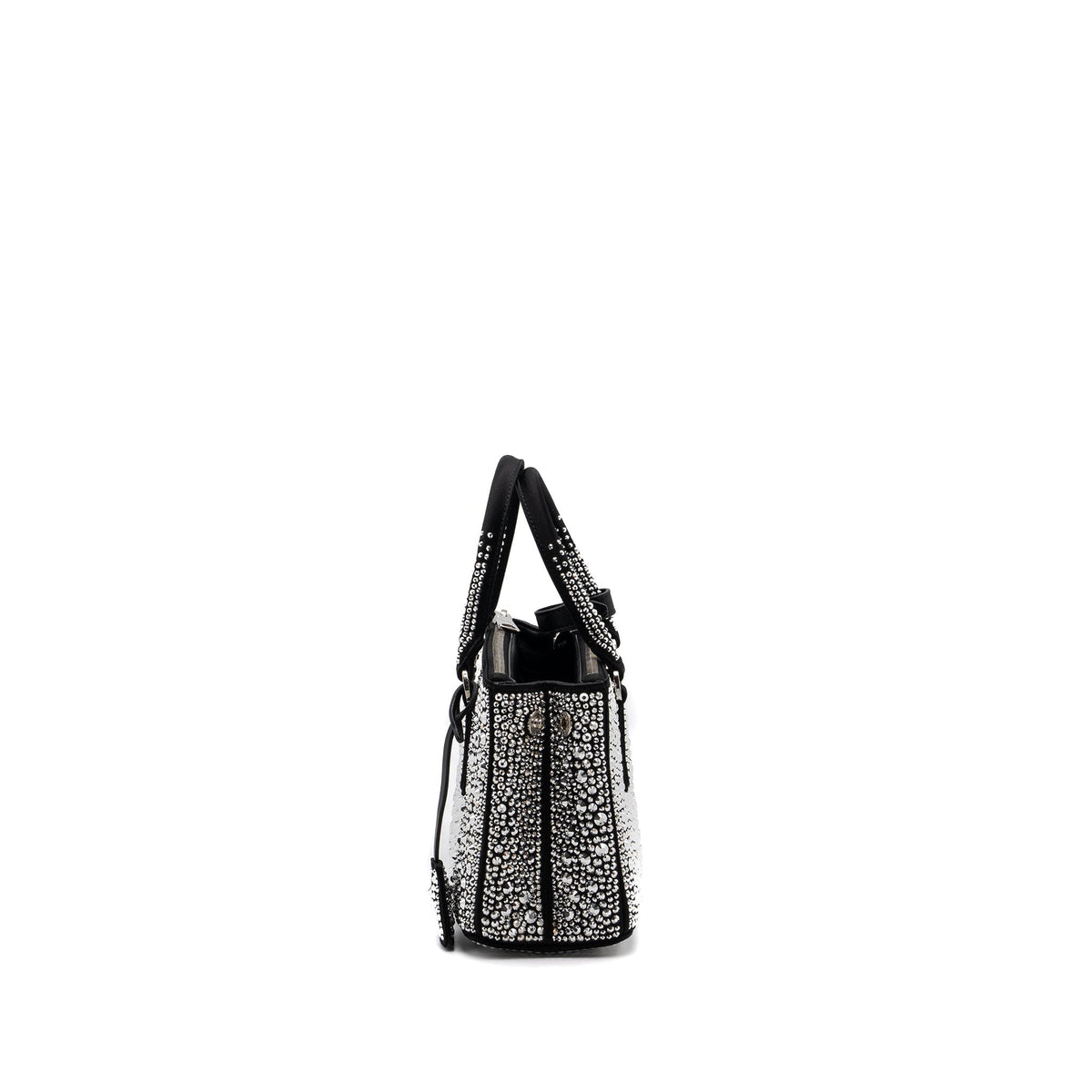 PRADA GALLERIA SATIN MINI BAG WITH CRYSTAL BLACK SHW