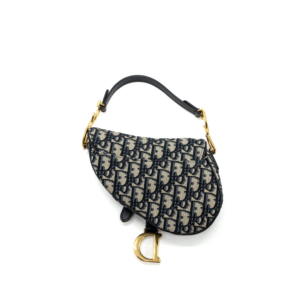 DIOR MINI SADDLE BAG BLUE OBLIQUE JACQUARD GHW