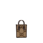 GUCCI MINI JUMBO GG TOTE BAG CANVAS / LEATHER CAMEL / EBONY GHW