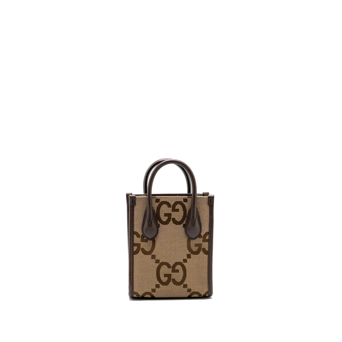 GUCCI MINI JUMBO GG TOTE BAG CANVAS / LEATHER CAMEL / EBONY GHW