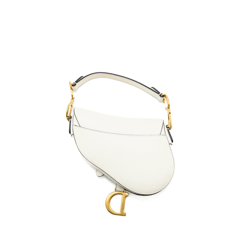 DIOR MINI SADDLE BAG CALFSKIN WHITE GHW