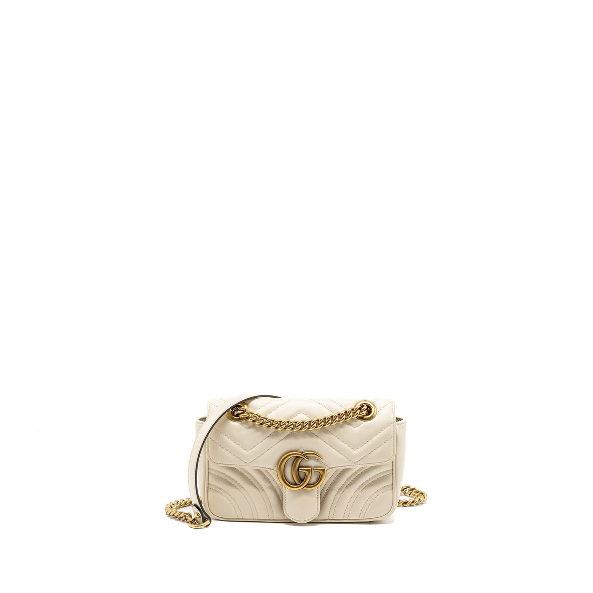 GUCCI MINI MARMONT BAG CALFSKIN WHITE GHW