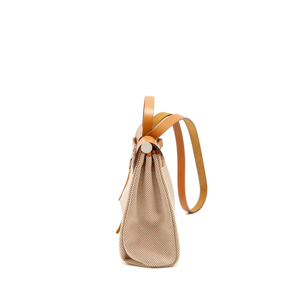 HERMES HERBAG 31 ZIP BAG TOILE CRISS VIKING/VACHE HUNTER LEATHER ECRU-BEIGE-NATURE/NATURE SHW
