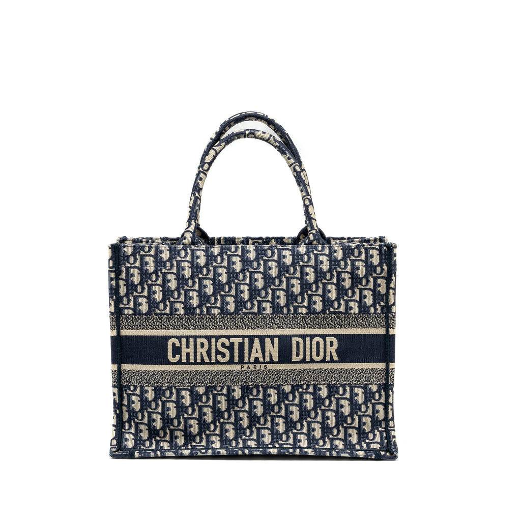 DIOR MEDIUM BOOK TOTE BLUE DIOR OBLIQUE EMBROIDERY