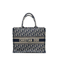 DIOR MEDIUM BOOK TOTE BLUE DIOR OBLIQUE EMBROIDERY