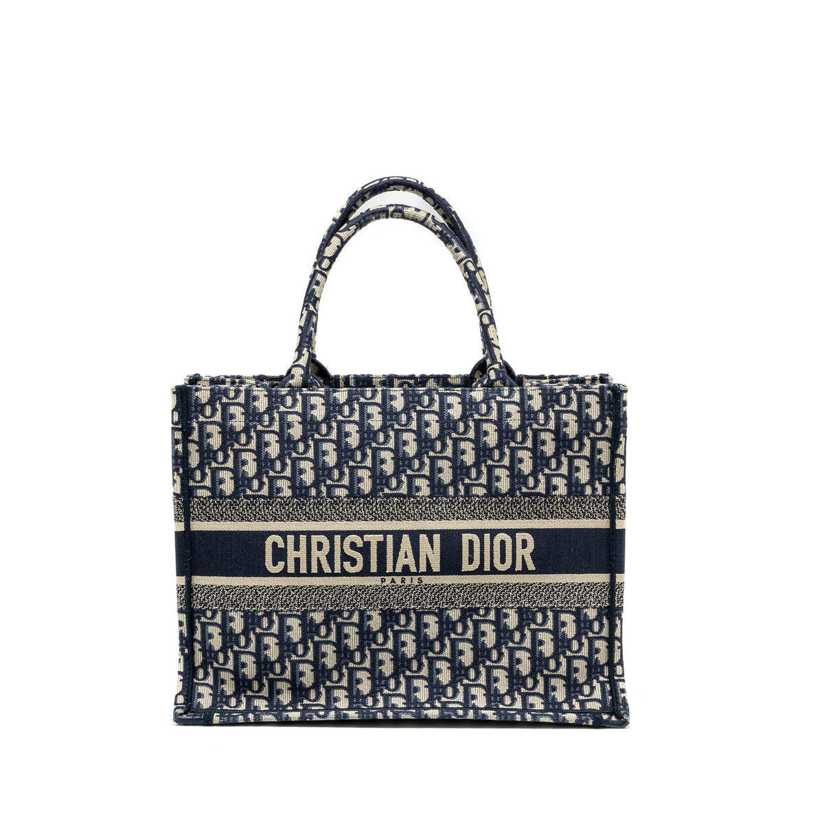 DIOR MEDIUM BOOK TOTE BLUE DIOR OBLIQUE EMBROIDERY