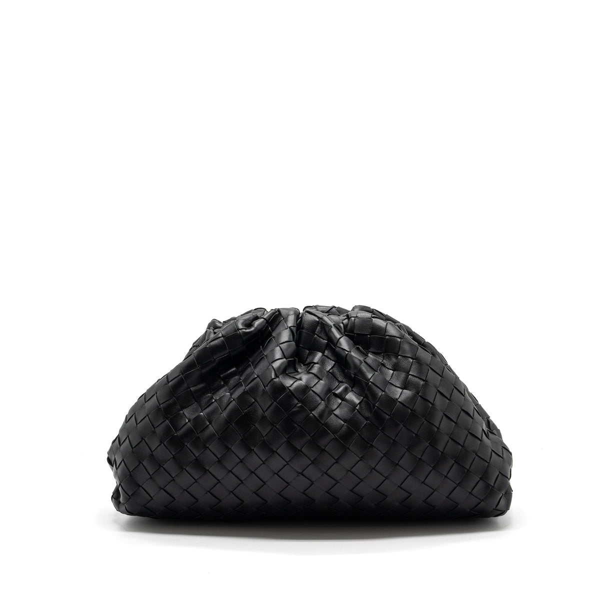 BOTTEGA VENETA POUCH INTRECCIATO LEATHER CLUTCH LAMBSKIN BLACK