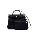 Hermes herbag 31 zip bag canvas / hunter leather black GHW
