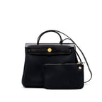 Hermes herbag 31 zip bag canvas / hunter leather black GHW
