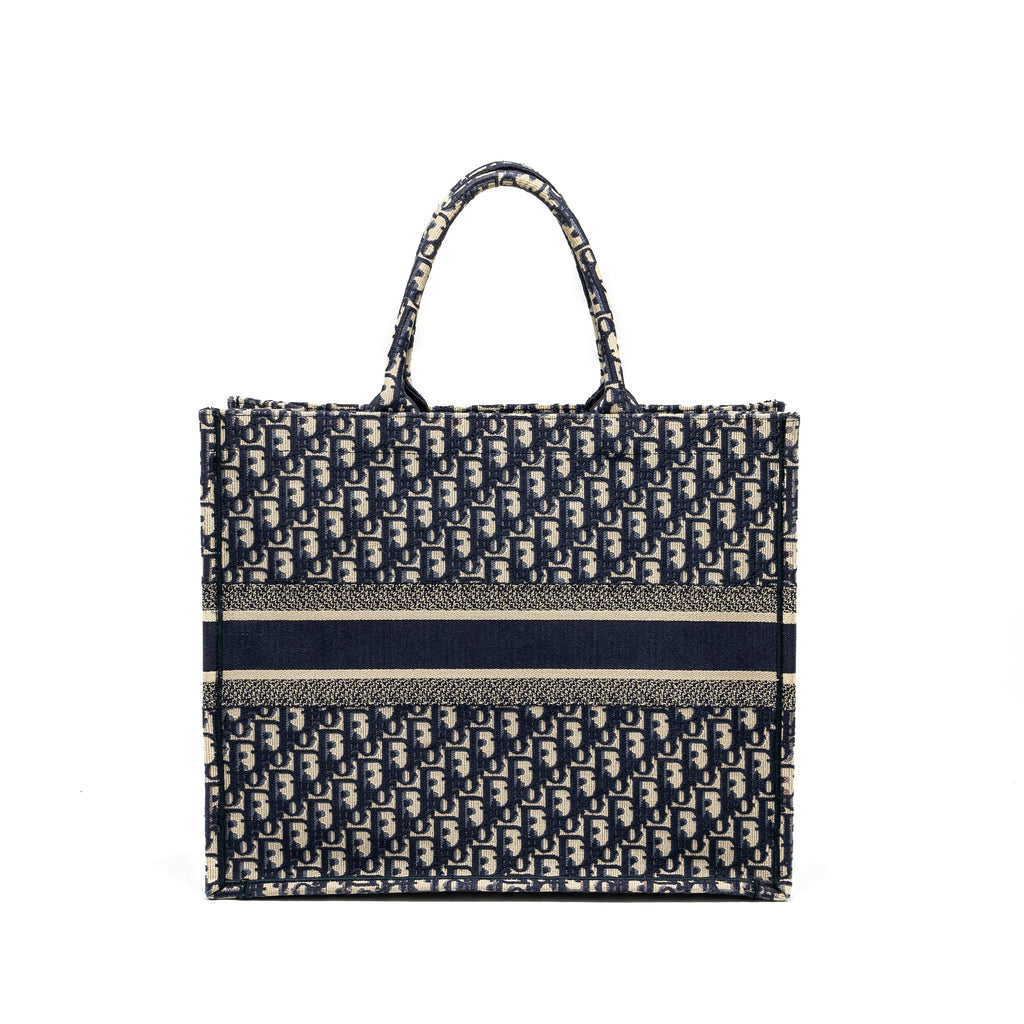 DIOR LARGE BOOK TOTE BLUE DIOR OBLIQUE EMBROIDERY