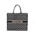 DIOR LARGE BOOK TOTE BLUE DIOR OBLIQUE EMBROIDERY