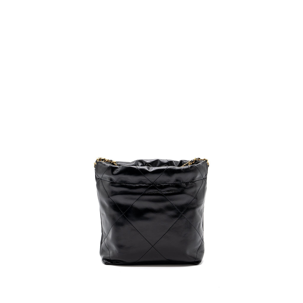 CHANEL MINI 22 BAG SHINY CALFSKIN BLACK GHW (MICROCHIP)