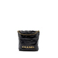 CHANEL MINI 22 BAG SHINY CALFSKIN BLACK GHW (MICROCHIP)
