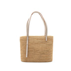 LOEWE SMALL SQUARE BASKET BAG RAFFIA/CALFSKIN WHITE SHW