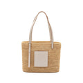 LOEWE SMALL SQUARE BASKET BAG RAFFIA/CALFSKIN WHITE SHW