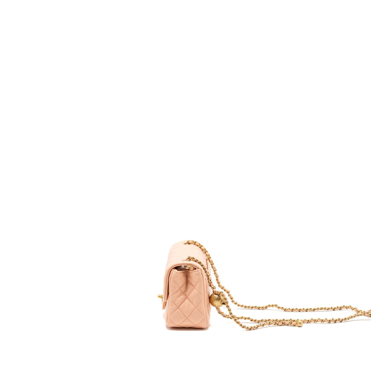 CHANEL PEARL CRUSH MINI SQUARE FLAP BAG LAMBSKIN LIGHT PINK GHW (MICROCHIP)