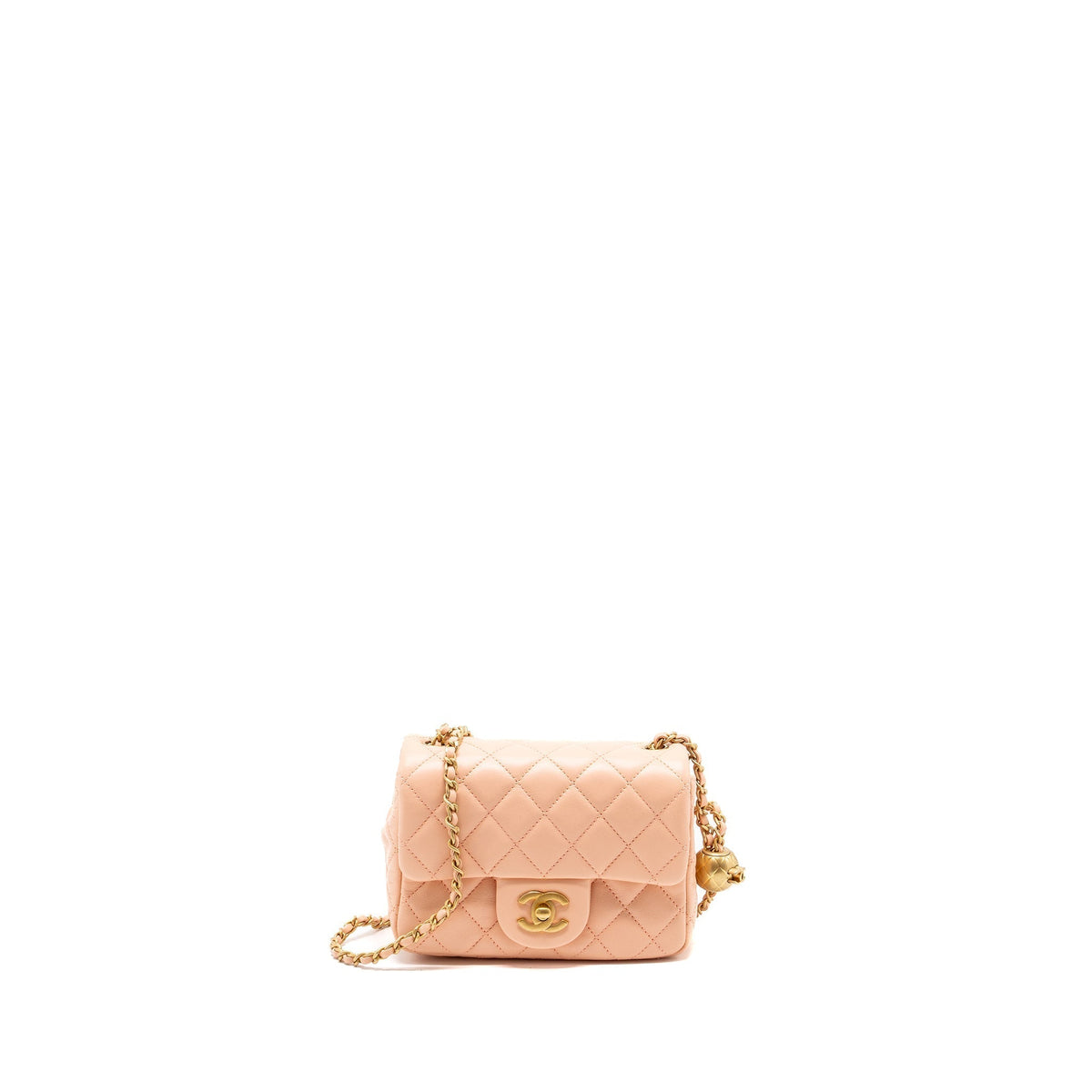 CHANEL PEARL CRUSH MINI SQUARE FLAP BAG LAMBSKIN LIGHT PINK GHW (MICROCHIP)