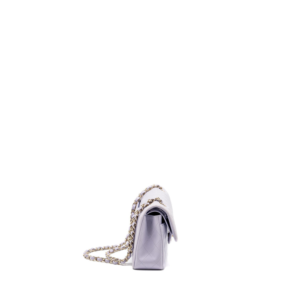 CHANEL SMALL CLASSIC DOUBLE FLAP BAG LAMBSKIN LIGHT PURPLE LGHW(MICROCHIP)