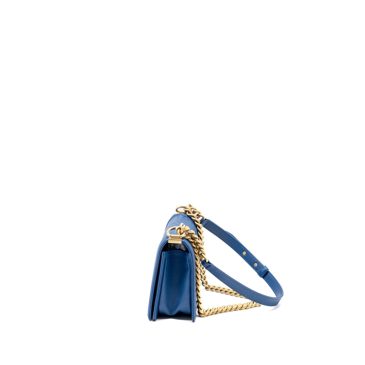 CHANEL MEDIUM BOY BAG CALFSKIN BLUE GHW