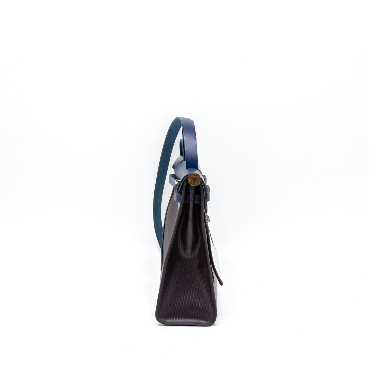 HERMES HERBAG ZIP 31 BAG TOILE H BERLINE CANVAS/VACHE HUNTER CASSIS/BLACK/BLUE SAPHIR GHW