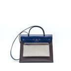 HERMES HERBAG ZIP 31 BAG TOILE H BERLINE CANVAS/VACHE HUNTER CASSIS/BLACK/BLUE SAPHIR GHW
