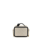 CHANEL CC FILIGREE VANITY CASE CAVIAR WHITE/BLACK GHW